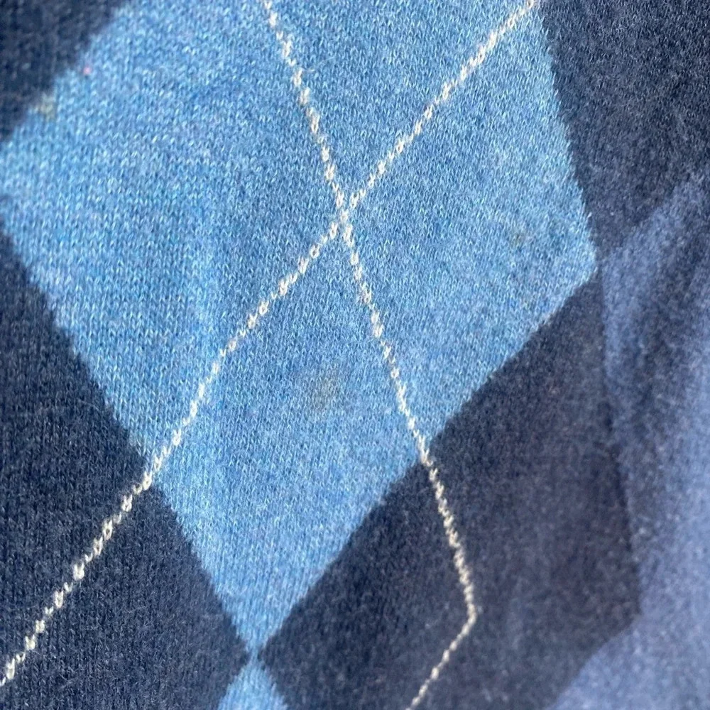 Oscar De La Renta Men's Size XXL Argyle Sweater Blue Pullover Warm Preppy